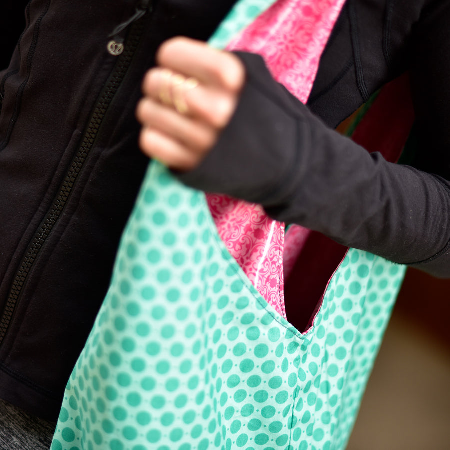 Yoga Sling  Bag, Turquoise Dots
