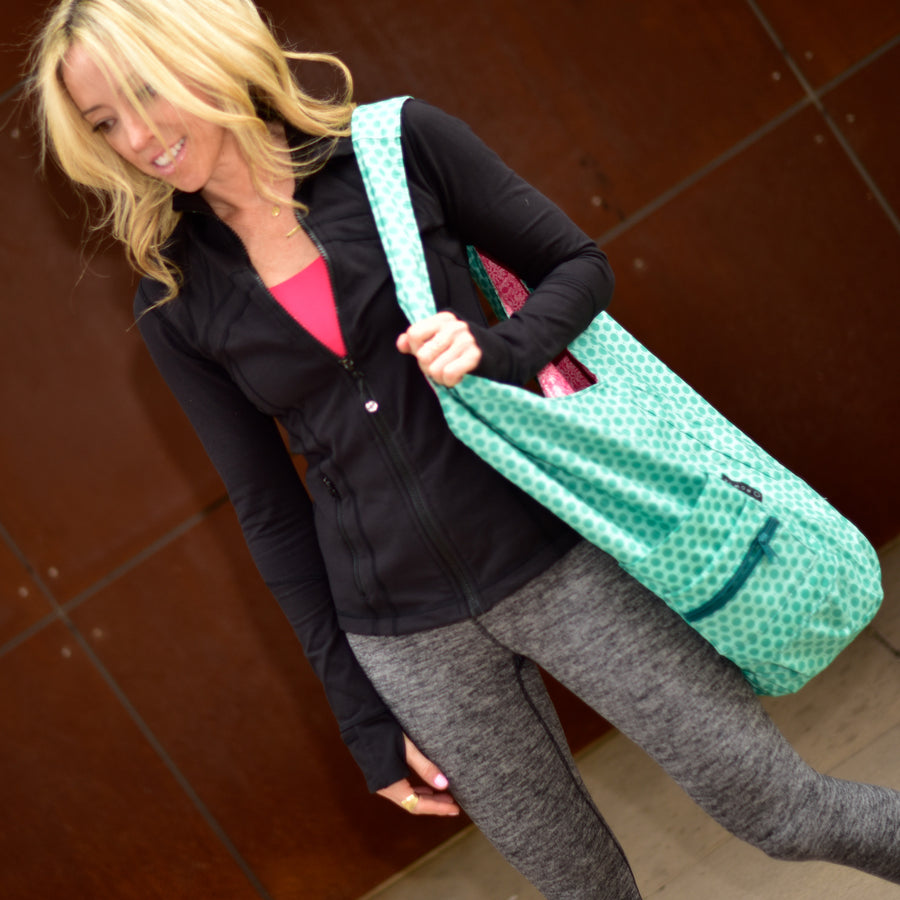 Yoga Sling  Bag, Turquoise Dots