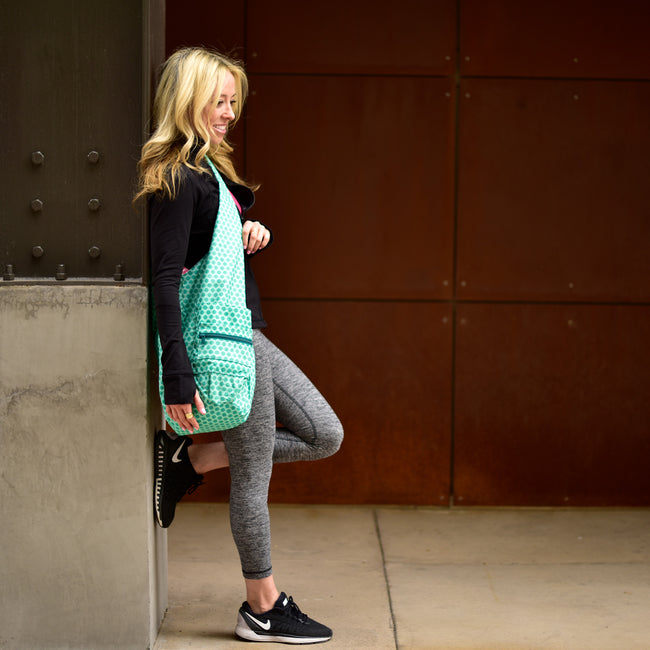 Yoga Sling  Bag, Turquoise Dots